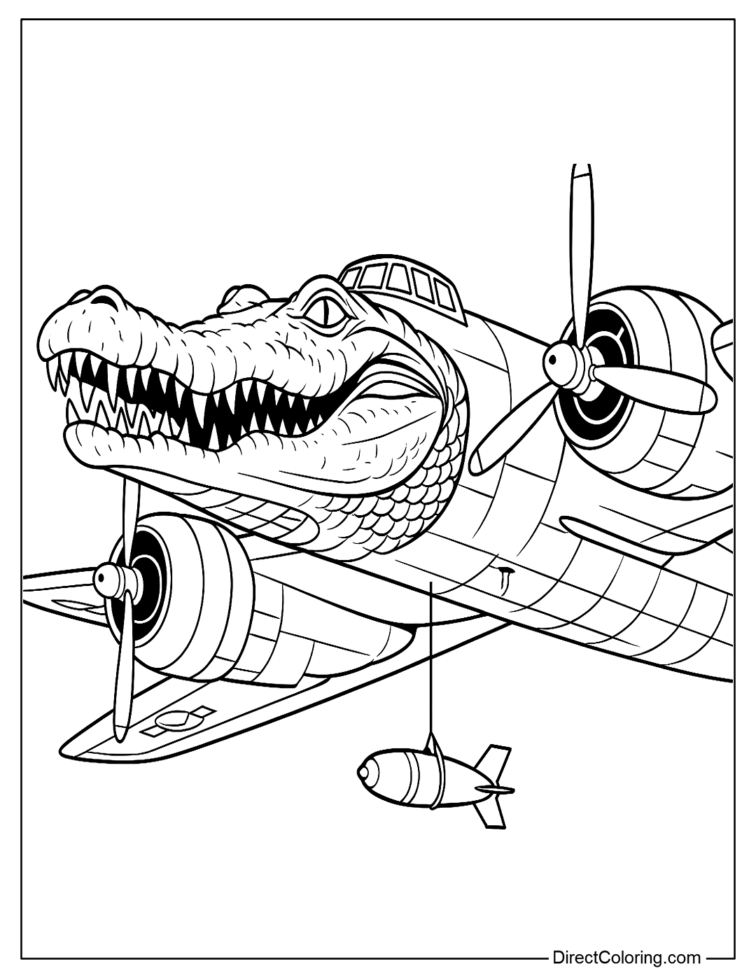 Bombardiro Crocodilo Coloring Page
